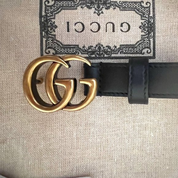 GUCCI LEATHER BELT WITH DOUBLE G BUCKLE - Picture 3 of 7